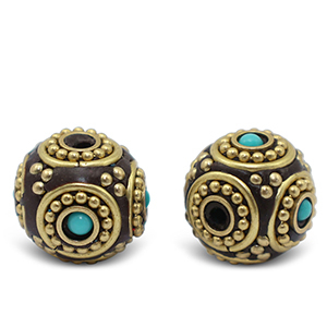 Abalorios bohemios Turquesa-oro antico