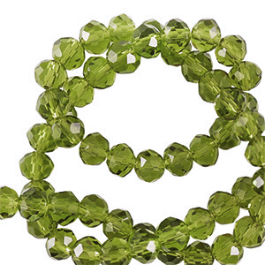 Abalorios faceteados disco 6x4mm Verde lima oscuro