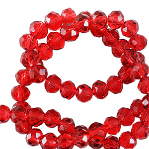 Abalorios faceteados disco 6x4mm Rojo caramelo