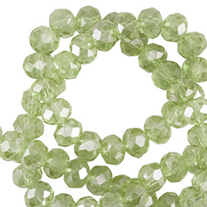 Abalorios faceteados disco 4x3mm Verde malachy-revestimiento pearl shine