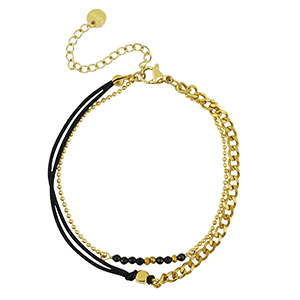 Pulseras Acero Inox doble capa Dorado-negro
