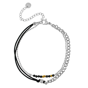 Pulseras Acero Inox doble capa Plateado-negro