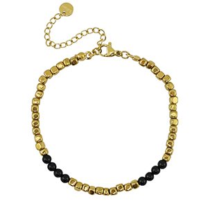 Pulseras Acero Inox Dorado-negro