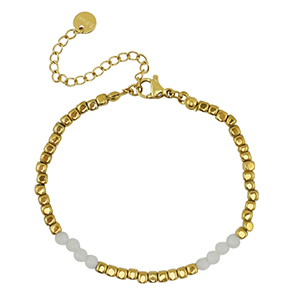 Pulseras Acero Inox Dorado-Blanco