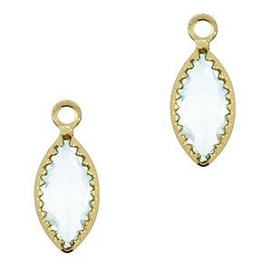 Colgantes de cristal &oacute;valo Azul cielo claro-dorado