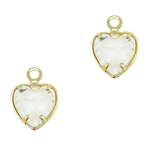 Colgantes de cristal coraz&oacute;n Cristal-dorado