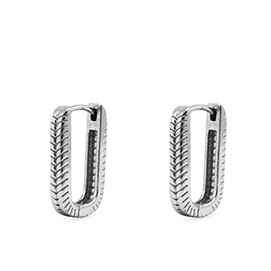 Pendientes Acero Inox ovalado Plateado
