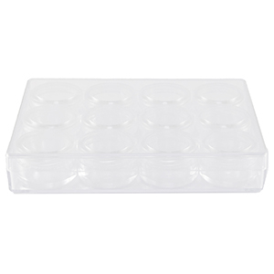 Expositor de joyer&iacute;a caja de almacenamiento con 12 cajitas redondas transparente