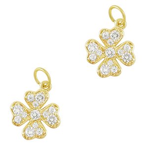 Metal TQ lat&oacute;n colgante zirconia Tr&eacute;bol Dorado