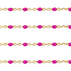 Fornituras Acero Inox cadena jasseron 1mm Rosa magenta-dorado