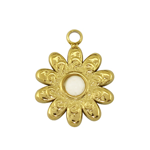Colgantes Acero Inox flor Dorado /