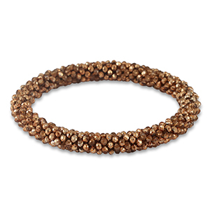 Pulsera con abalorios faceteados marr&oacute;n cobrizo