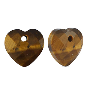 Colgante de piedra natural Ojo de tigre coraz&oacute;n Marr&oacute;n dorado