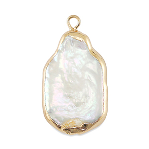 BQ Perlas de agua dulce colgante rect&aacute;ngulo Dorado-blanco natural