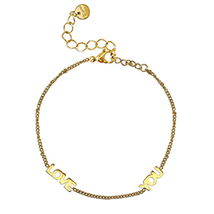 Pulseras Acero Inox ''LOVE YOU'' Dorado