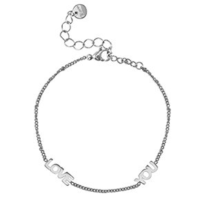 Pulseras Acero Inox ''LOVE YOU'' Plateado