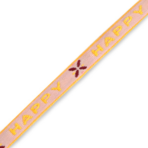 Cinta con texto "happy" Rosa-amarillo