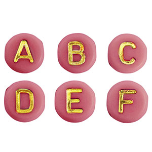 Abalorios letras acr&iacute;licas mix Rosado-oro