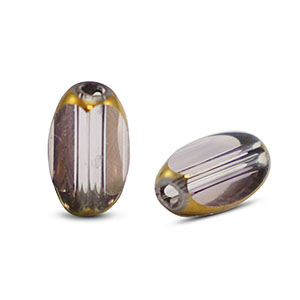 Abalorios de cristal ovalados faceteados Lila transparente-dorado