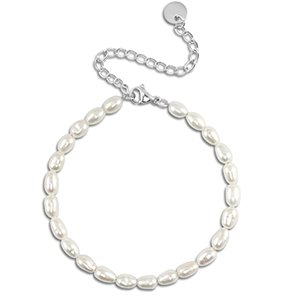 Pulseras Acero inox perlas Plateado
