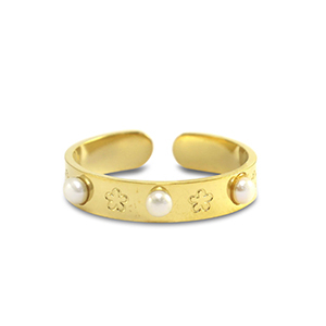 Anillos Acero Inox  perlas Dorado