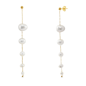 Pendientes Acero Inox perlas Dorado