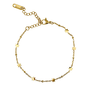 Pulseras Acero Inox flor Dorado
