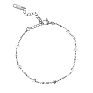 Pulseras Acero Inox flor Plateado