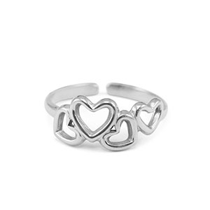 Anillos Acero Inox coraz&oacute;n Plateado