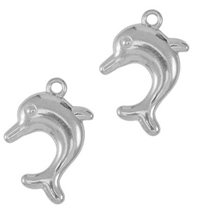 Colgantes Acero Inox delf&iacute;n Plateado
