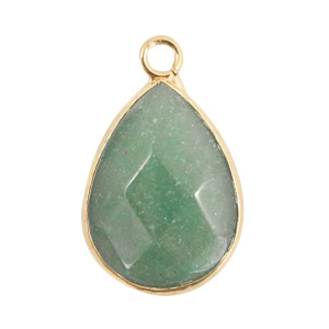 Colgantes de piedras naturales gota Verde claro-dorado