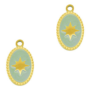 Colgantes Acero Inox oval sol Dorado-mentha verde