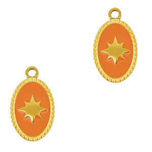 Colgantes Acero Inox oval sol Dorado-naranja