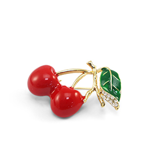 Broches cerezas Rojo-verde-dorado