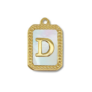 Colgante Acero Inox concha letra D Dorado-blanco (color natural)