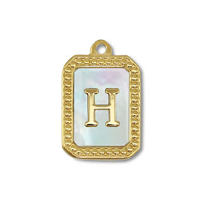 Colgante Acero Inox concha letra H Dorado-blanco (color natural)