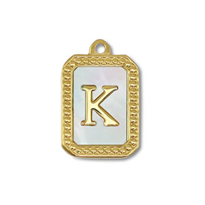 Colgante Acero Inox concha letra K Dorado-blanco (color natural)