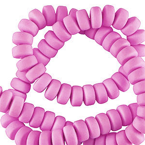 Abalorios de pol&iacute;meros rondeles 7mm Rosa