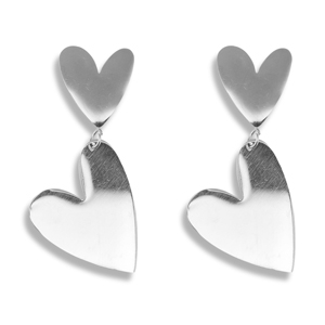 Pendientes Acero Inox coraz&oacute;n Plateado