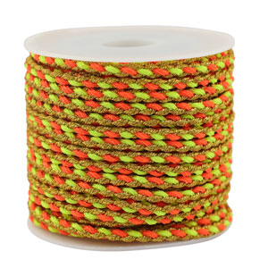 Cord&oacute;n trenzado trendy 3mm Naranja-amarillo-dorado