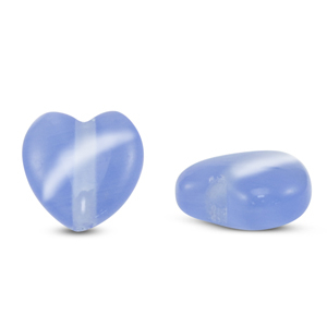 Abalorios de cristal Ojo de gato corazon Azul lavanda