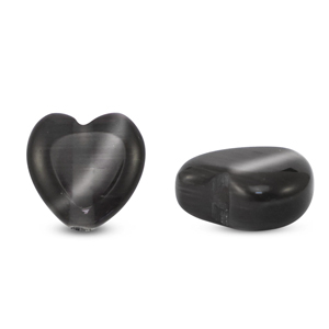 Abalorios de cristal Ojo de gato corazon Antracita