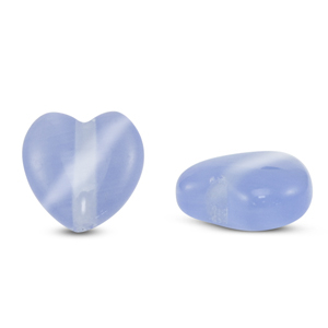Abalorios de cristal Ojo de gato corazon Azul lavanda