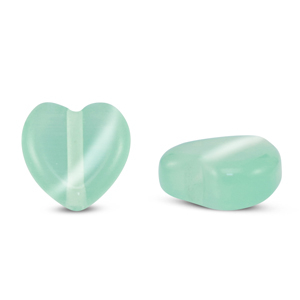 Abalorios de cristal Ojo de gato corazon Turquesa menta