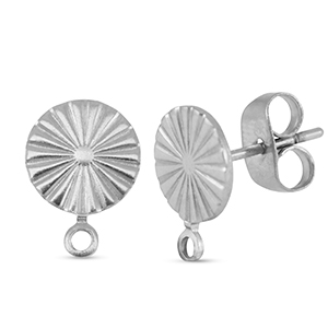 Fornituras Acero Inox pendientes redondo con anilla Plateado