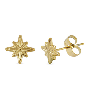 Pendientes Acero Inox estrella Dorado