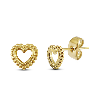Pendientes Acero Inox coraz&oacute;n Dorado