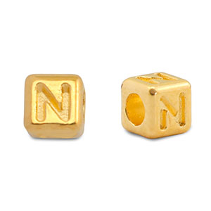 Abalorios letras met&aacute;licos DQ N Dorado (sin n&iacute;quel)