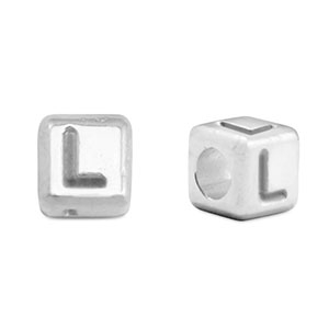 Abalorios letras met&aacute;licos DQ L Plata vieja (sin n&iacute;quel)