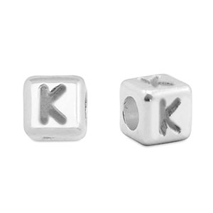 Abalorios letras met&aacute;licos DQ K Plata vieja (sin n&iacute;quel)